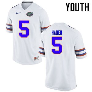 Youth Florida Gators #5 Joe Haden NCAA Nike White Authentic Stitched College Football Jersey WVW4862MC